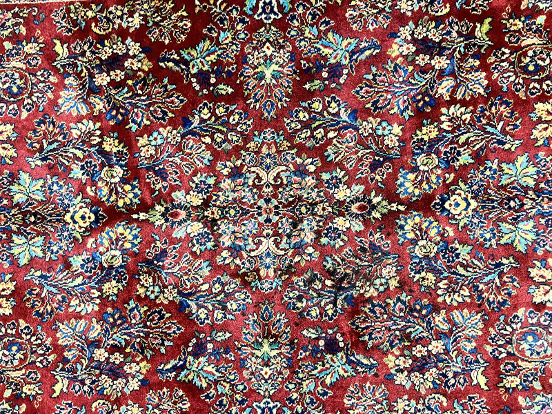 Karastan Rug 5.9 x 9 Red Sarouk #785, Wool Original 700 Series, Vintage by Jewel Rugs
