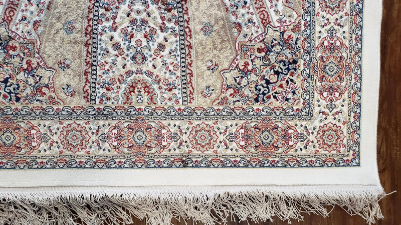 Beige & Cream Small Turkish Silk Rug, Bamboo Silk, Power-Loomed, Persian Design, High Quality, Soft Accent Rug, 3x5 ft, 2' 8" x 4' 11" by Jewel Rugs
