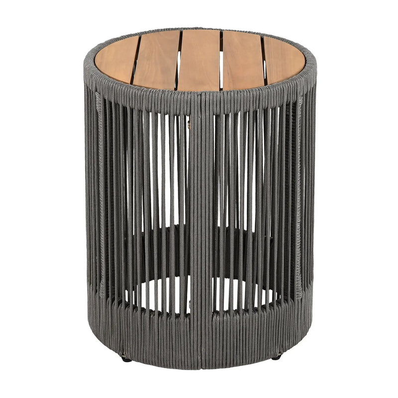 Outdoor Rope Chaise Lounge Set, Patio Lounge Chairs with Teak Look Wood Side Table by HouseOfZazla