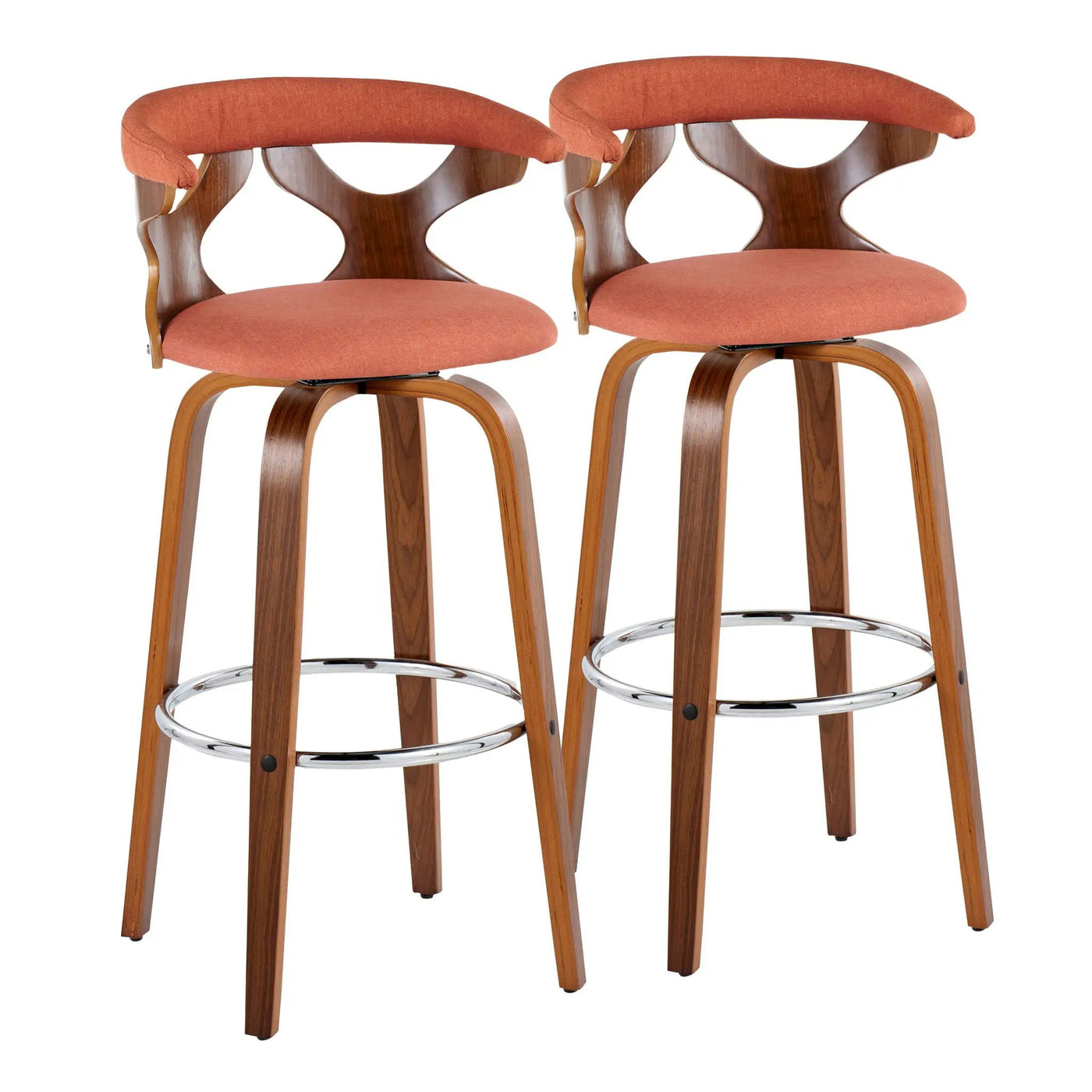 Gardenia - Mid Century Modern Fixed Height Barstool With Swivel With Round Footrest (Set of 2) by HouseOfZazla