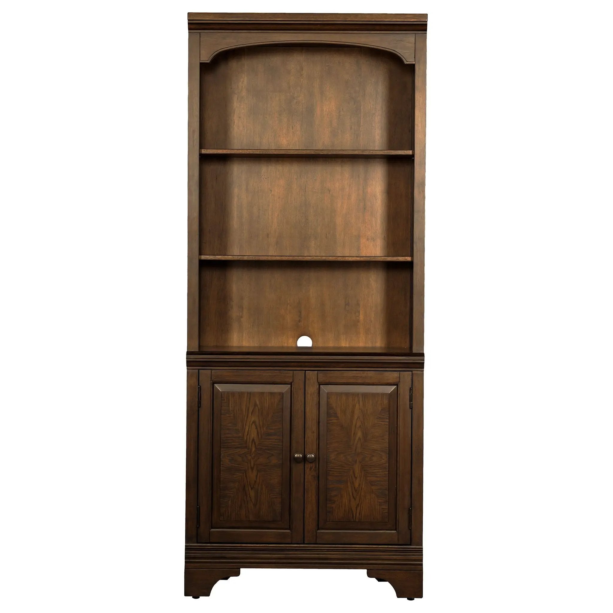 Hartshill 78-inch 3-shelf Cabinet Bookcase Burnished Oak by Unique Piece Furniture