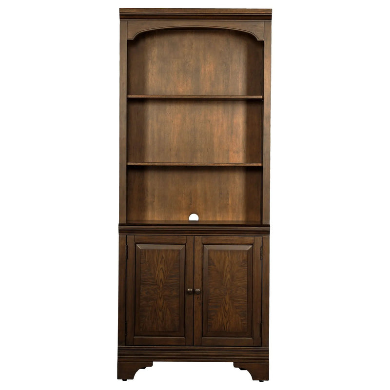 Hartshill 78-inch 3-shelf Cabinet Bookcase Burnished Oak by Unique Piece Furniture