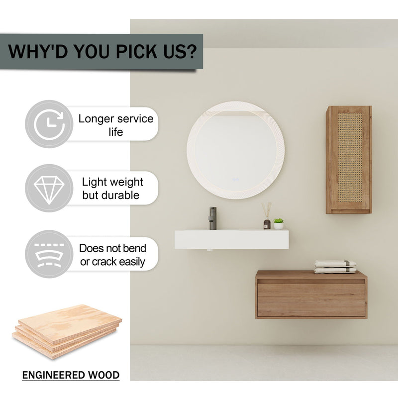 Modern Imitative Wall Mounted Bathroom Vanity With Resin Sink And Side Cabinet by HouseOfZazla