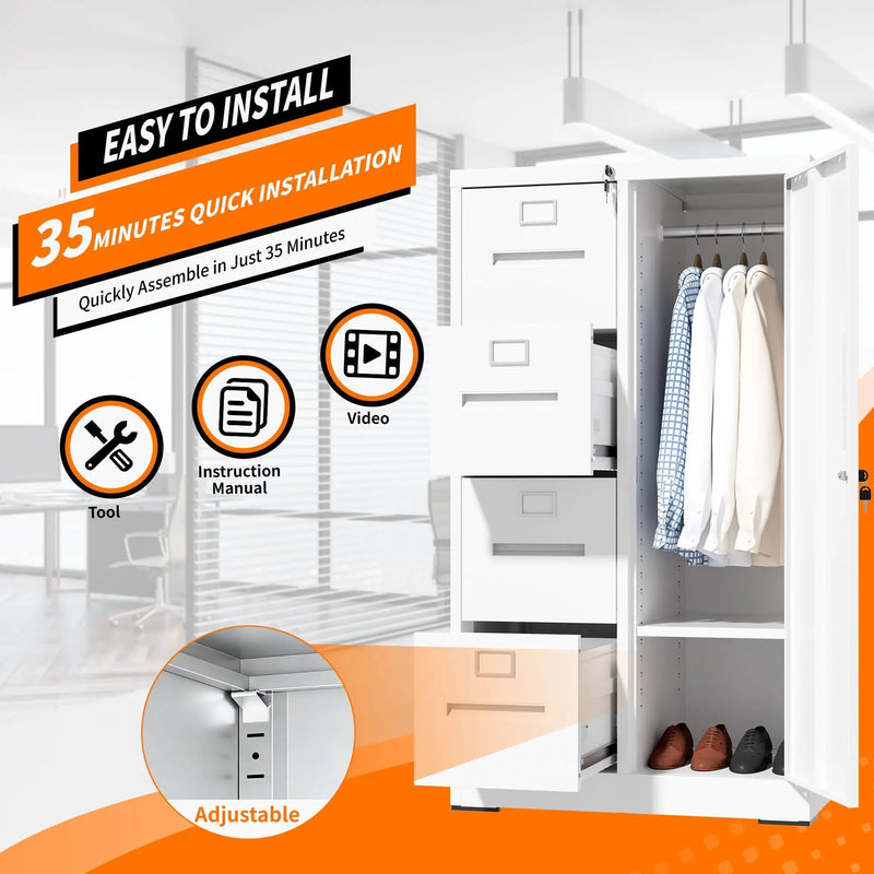 Storage Vertical Filing Cabinet With Lock by Unique Piece Furniture
