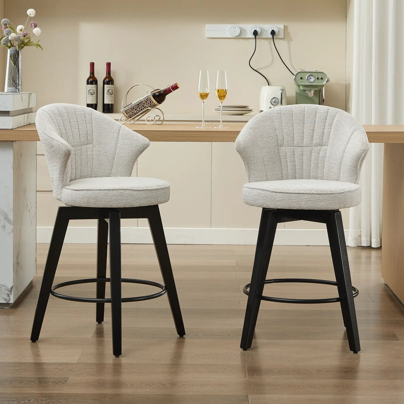 Wing Back Swivel Bar Stools (Set of 2) by HouseOfZazla