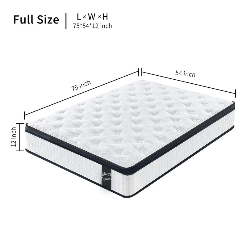 12" Hybrid Mattress Individual Pocket Spring, 7 Zoned Memory Foam by HouseOfZazla