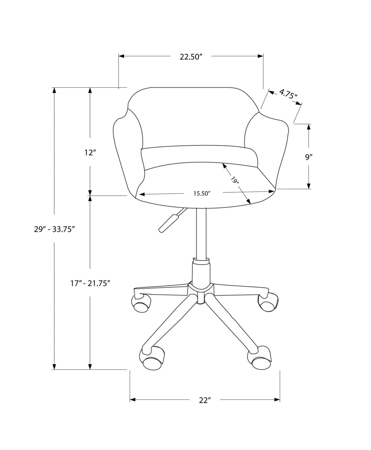 Adjustable Ergonomic Office Chair with Swivel and Armrests - Black, photo 3 of 4