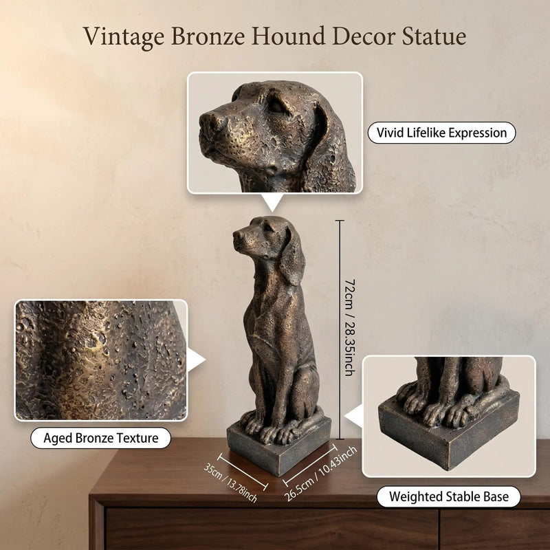Vintage Bronze Sitting Hound Dog Statue by HouseOfZazla