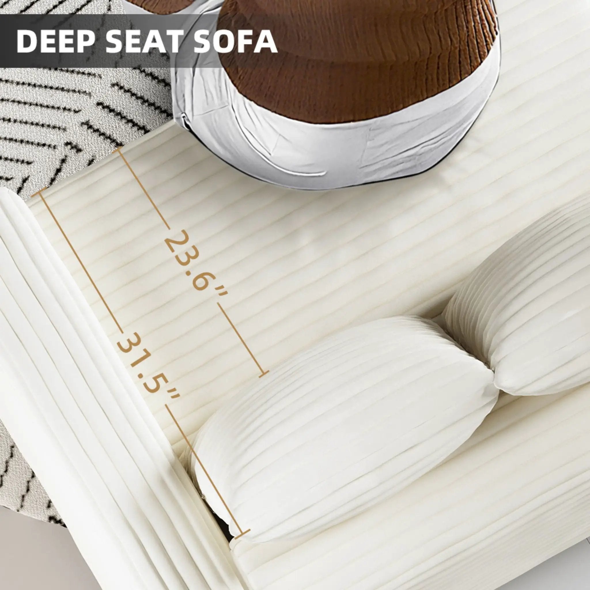Deep Seat Convertible Sofa With Soft Pillows And Ottomans