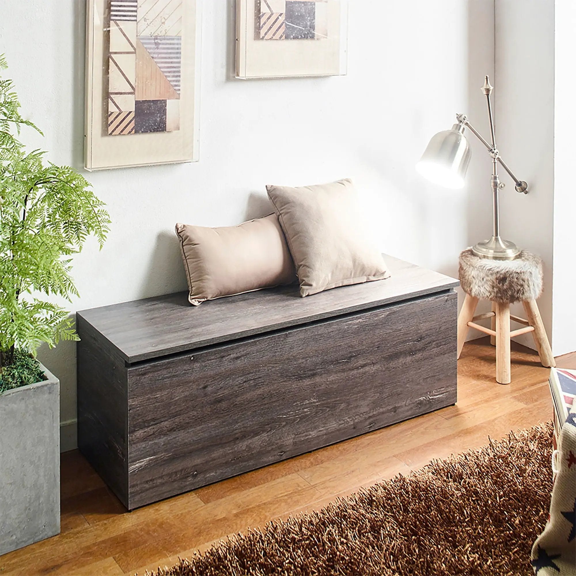 Dean - Storage Bench With Extra Storage - Rustic Gray by HouseOfZazla