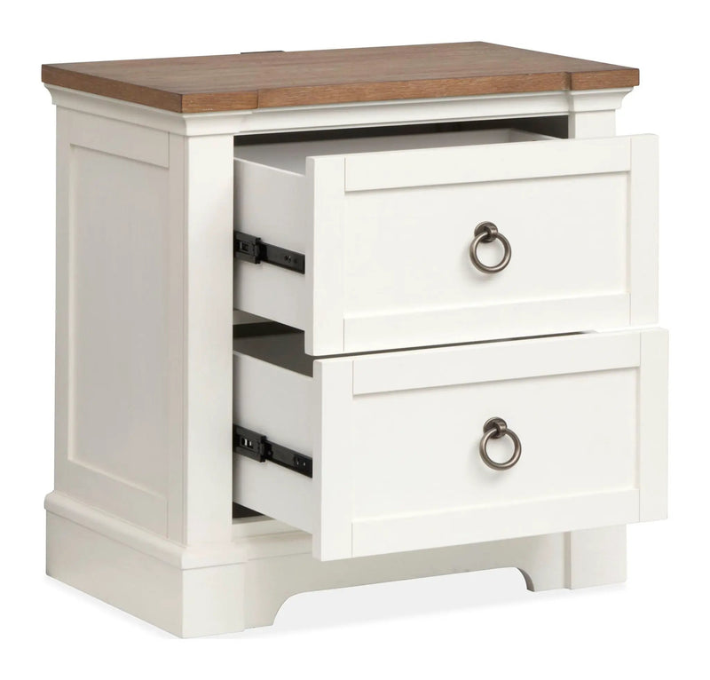 Kingston - Drawer Nightstand - Whisper White And Cerused Nutmeg by Unique Piece Furniture