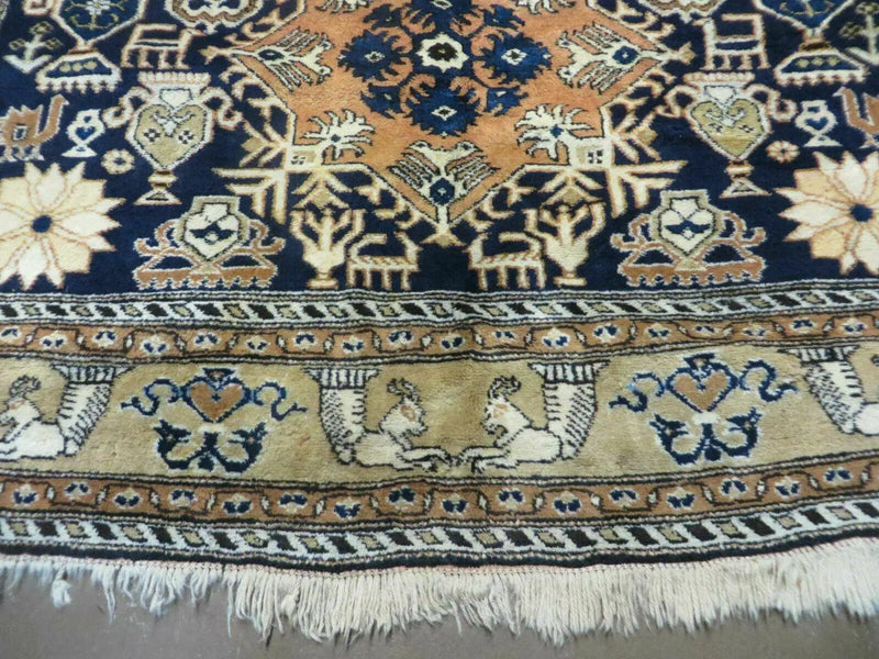 Persian Qum Rug 5.6 x 8.8, Navy Blue by Jewel Rugs