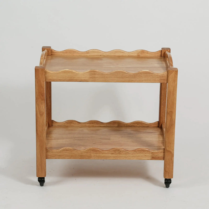 Solid Rubberwood Rolling Side Table by HouseOfZazla