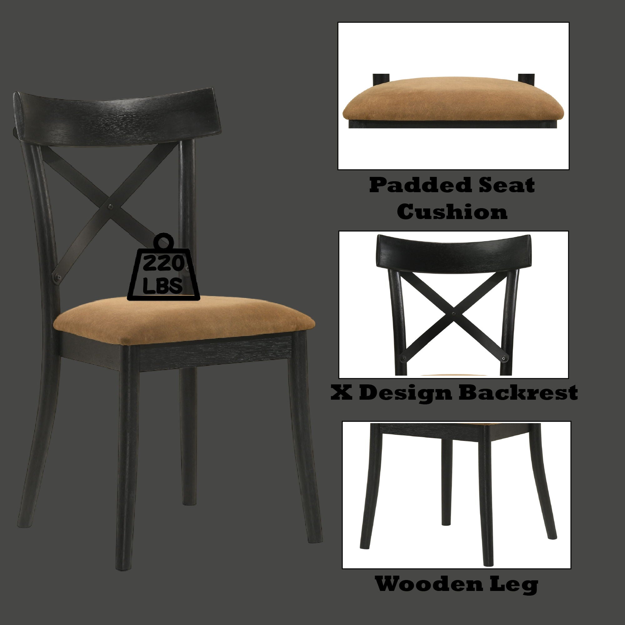 Hillary - Side Chair (Set of 2) - Black / Brown by HouseOfZazla