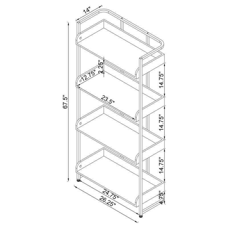 4 Shelf Open Back Bookcase With Accents - White by HouseOfZazla