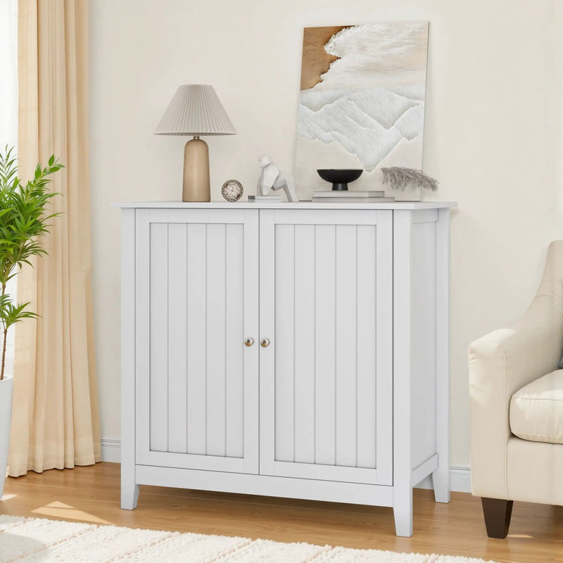 Double Door Storage Cabinet With Knobs - White by Unique Piece Furniture