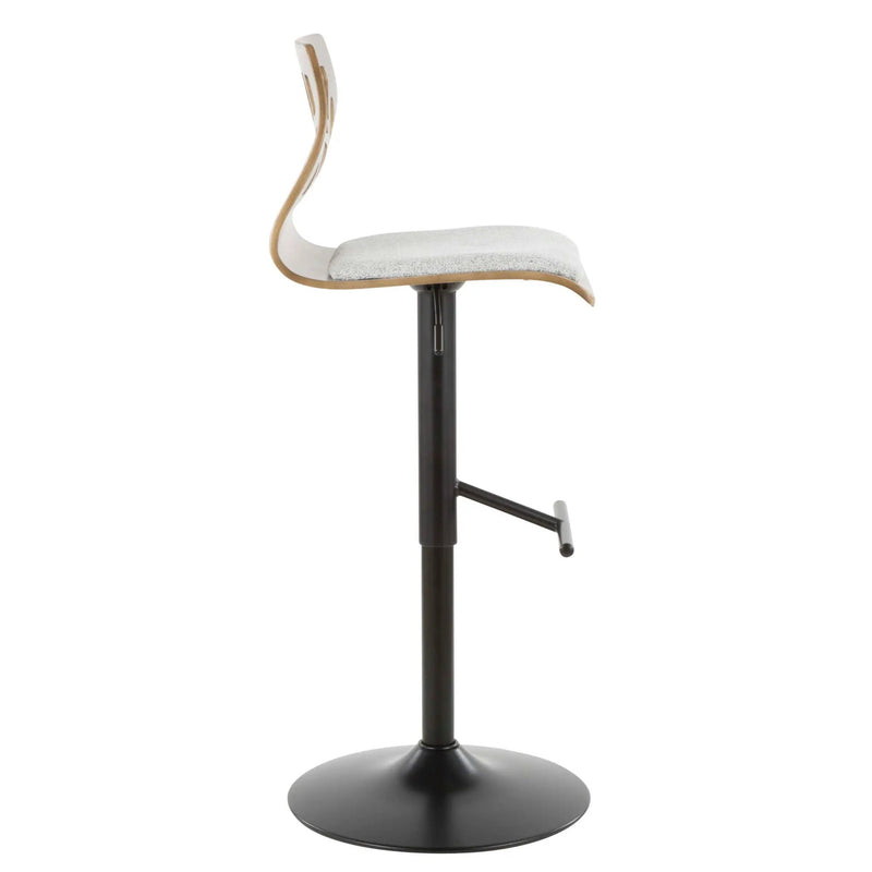 Folia - Mid Century Modern Adjustable Barstool With Swivel & Rounded T Footrest (Set of 2) by Unique Piece Furniture