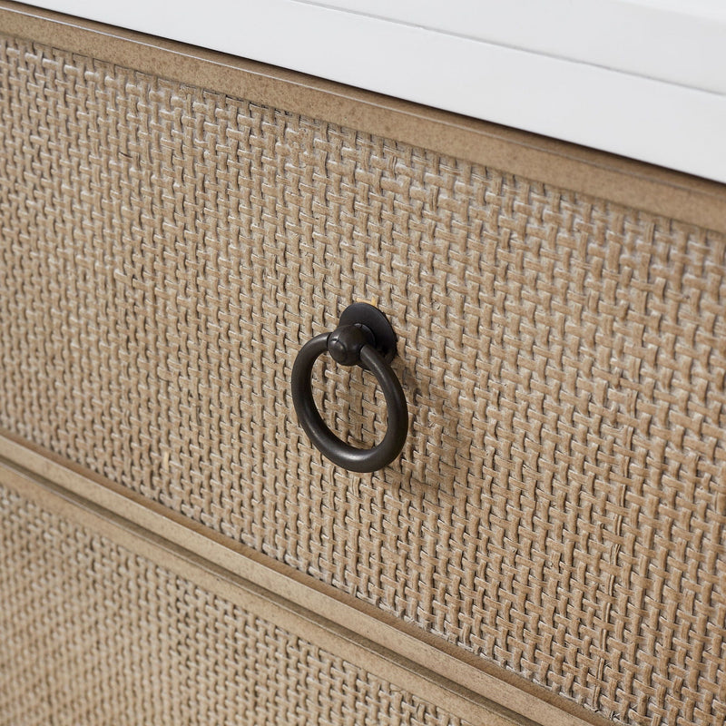 White Hall Chest Nightstand with Cane Fronts and Ample Storage, photo 4 of 7