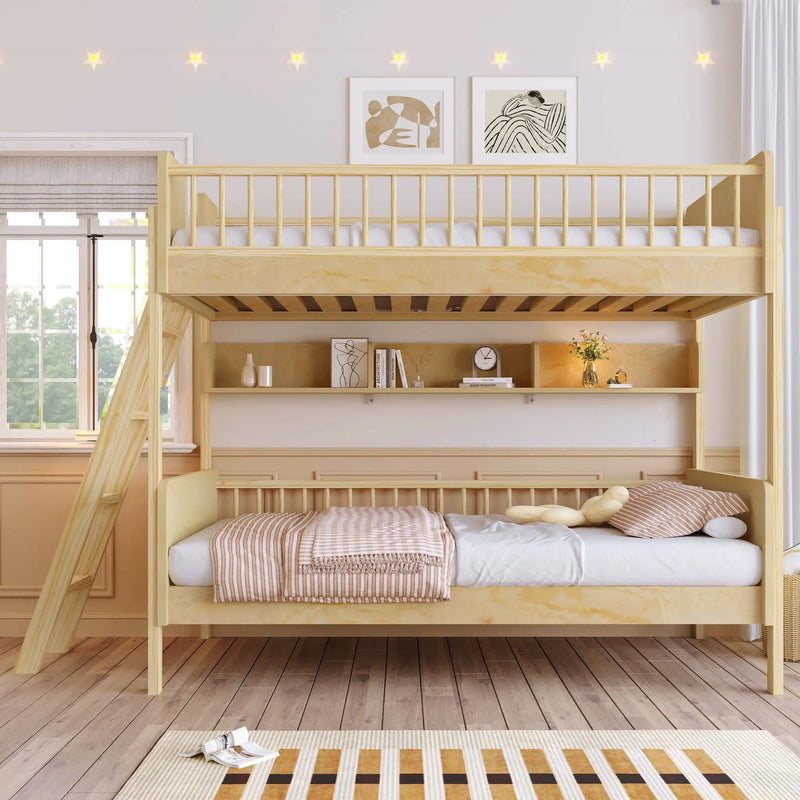 Bunk Bed With 3 Storage Shelves, Adjustable Ladder Left Or Right by Unique Piece Furniture