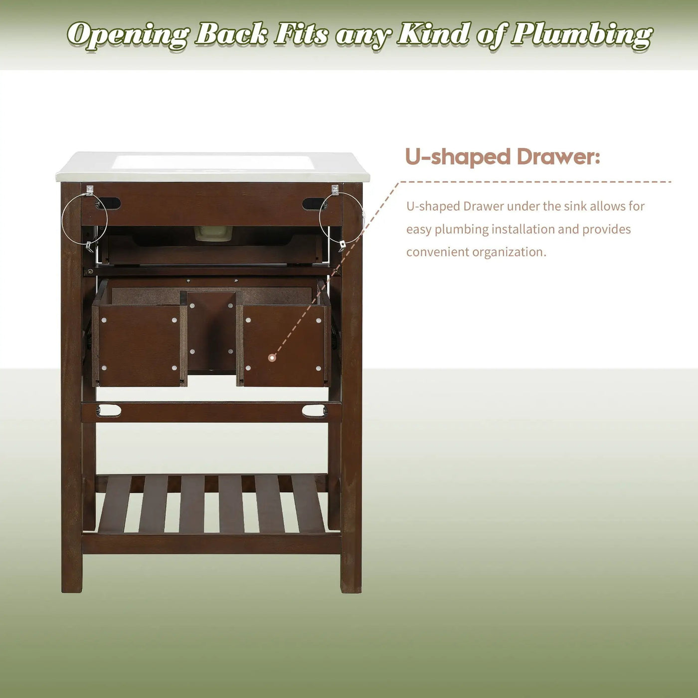 Modern Bathroom Vanity With Integrated Sink, Cabinet With 1 Deep Drawer And 1 Tip-Out Drawer by HouseOfZazla