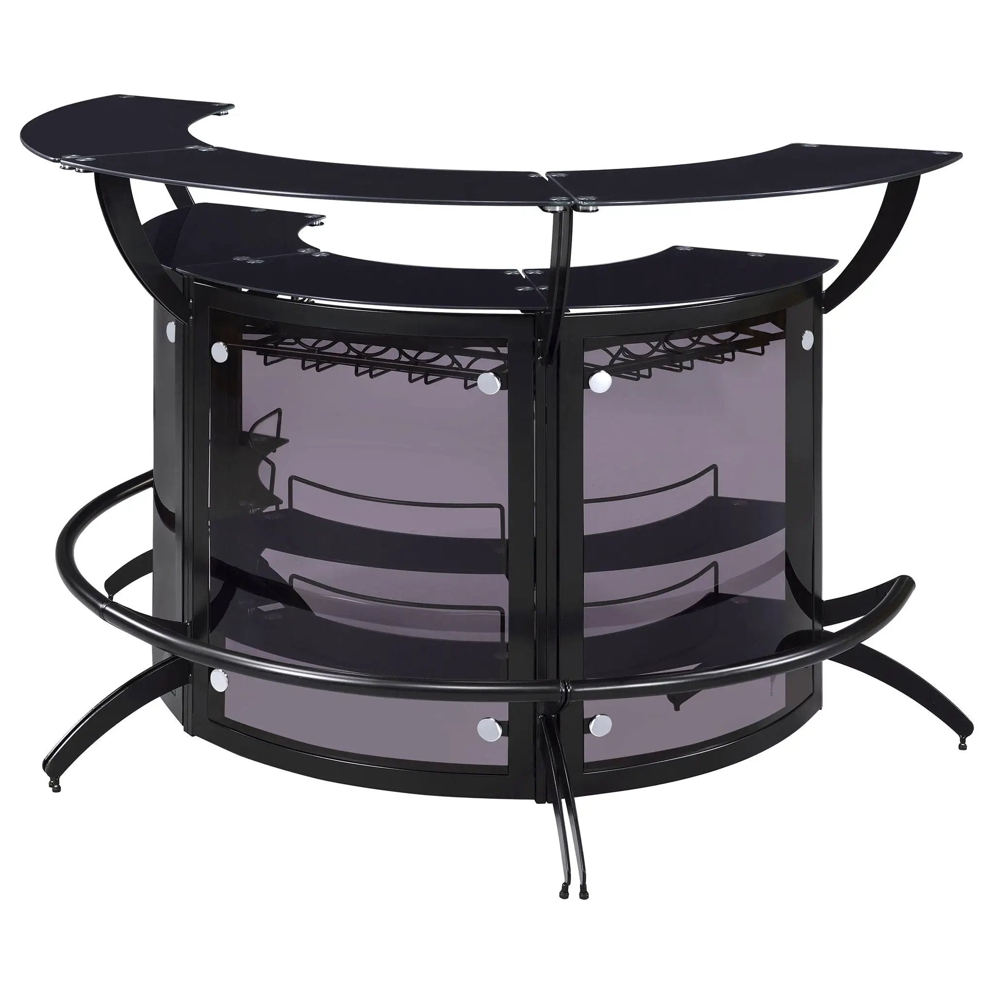 Dallas 3-piece Curved Freestanding Home Bar Cabinet Black by Unique Piece Furniture
