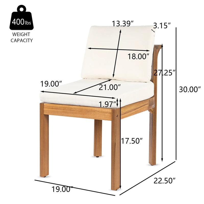 Acacia Wood Outdoor Dining Chair (Set of 2), Teak Finish Wood + by HouseOfZazla