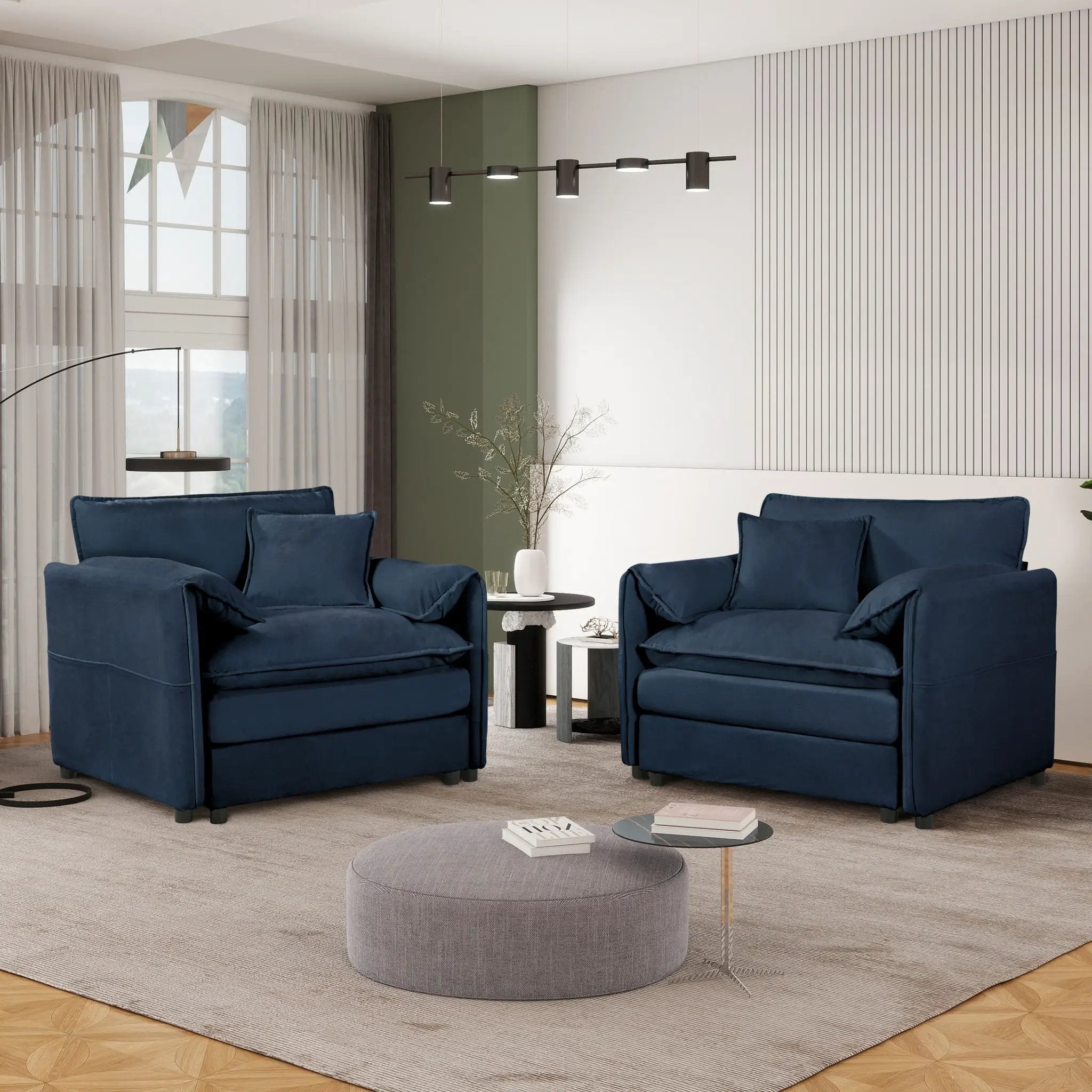 Modern Oversized Accent Chair, Comfy Single Sofa With Large Seat (Set of 2) by HouseOfZazla