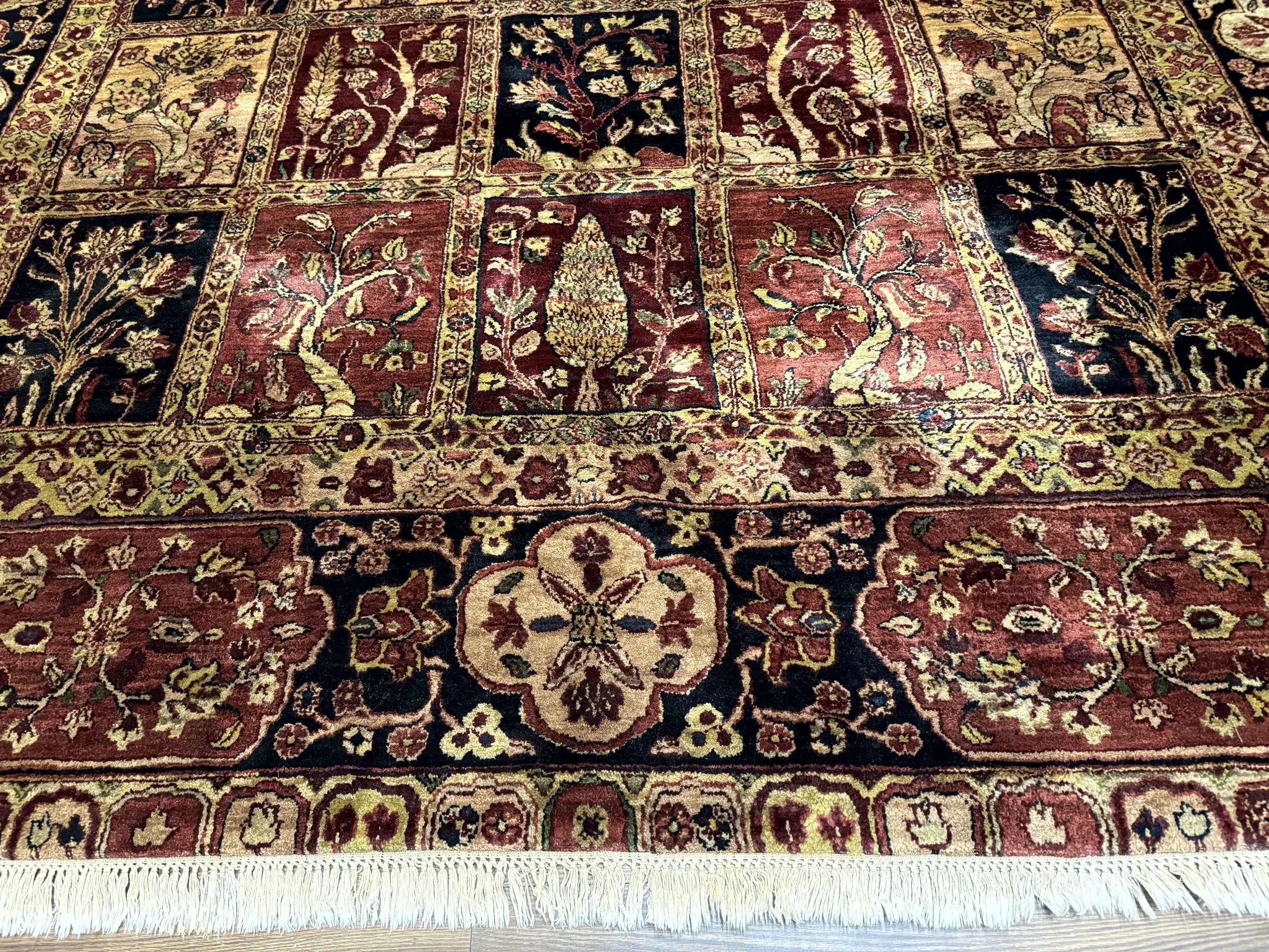 Indo Persian Rug 9x12, Bakhtiari Panel Design, Multicolor, Soft Wool Pile by Jewel Rugs
