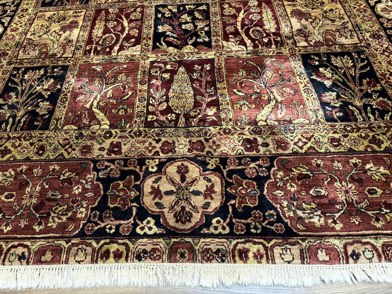 Indo Persian Rug 9x12, Bakhtiari Panel Design, Multicolor, Soft Wool Pile by Jewel Rugs