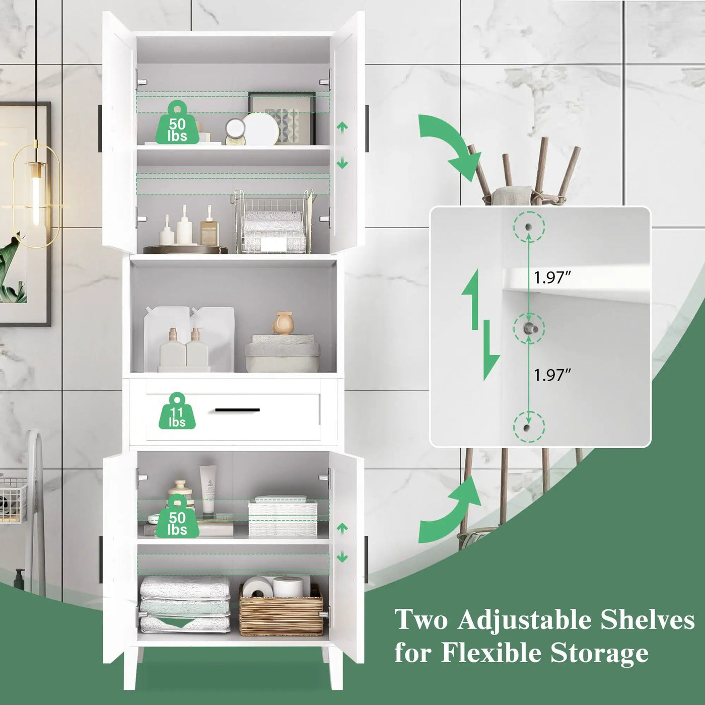 Freestanding Tall Bathroom Cabinet With Soft Close Doors And Adjustable Shelves by HouseOfZazla