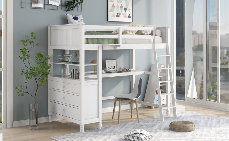 Loft Bed With Drawers With Desk And Shelves by HouseOfZazla