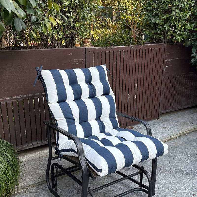 2 Piece High Back Patio Chair Cushion Set, Tufted Adirondack And Rocking Chair Cushions by HouseOfZazla