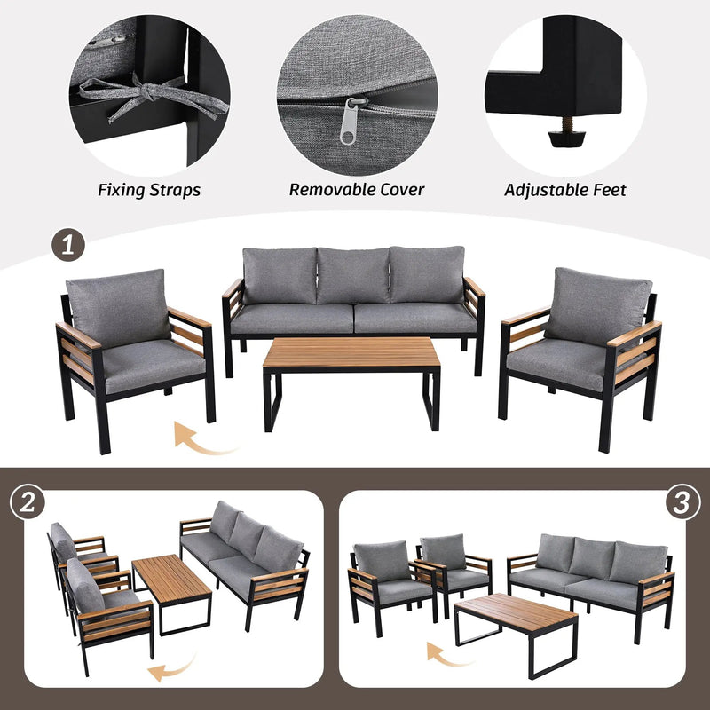 GO 4-Piece Outdoor Furniture Sofa Set for 5 People by HouseOfZazla
