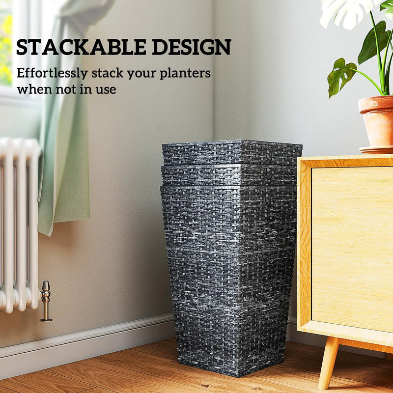 Taper Planters Set of 3 with Drainage Holes for Indoor and Outdoor Use by HouseOfZazla