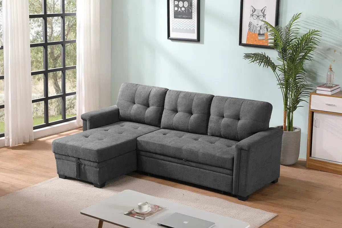 Ashlyn - Reversible Sleeper Sectional Sofa With Storage Chaise, USB Charging Ports And Pocket by HouseOfZazla