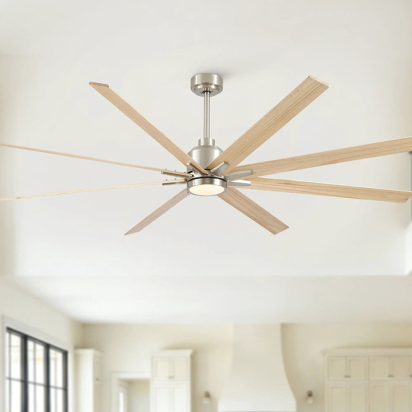 Oversized Large Ceiling Fan With Dimmable LED Light, 8 Blades, Remote Control by HouseOfZazla