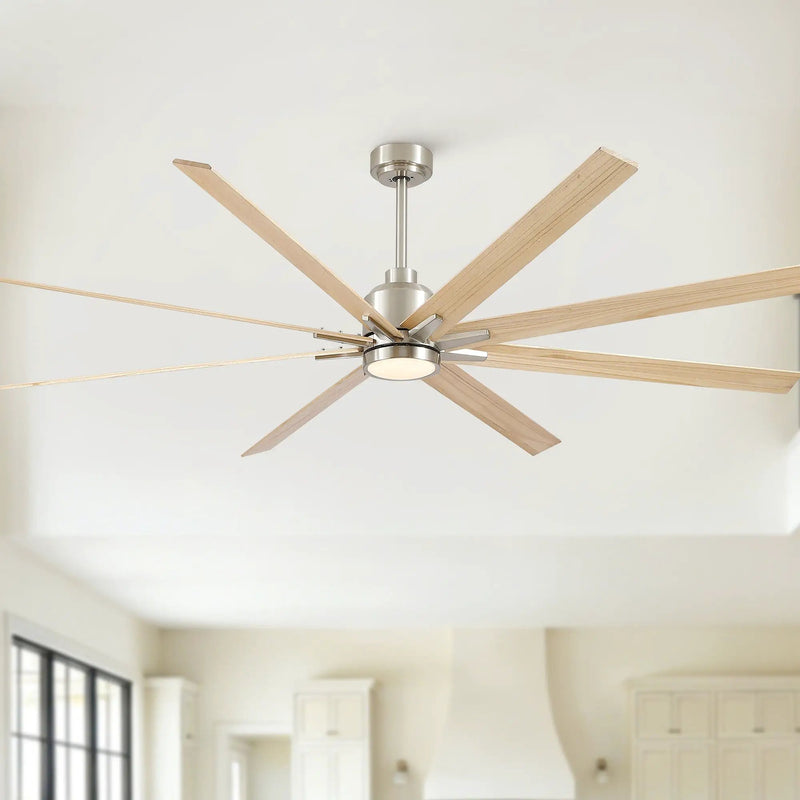 Oversized Large Ceiling Fan With Dimmable LED Light, 8 Blades, Remote Control by HouseOfZazla