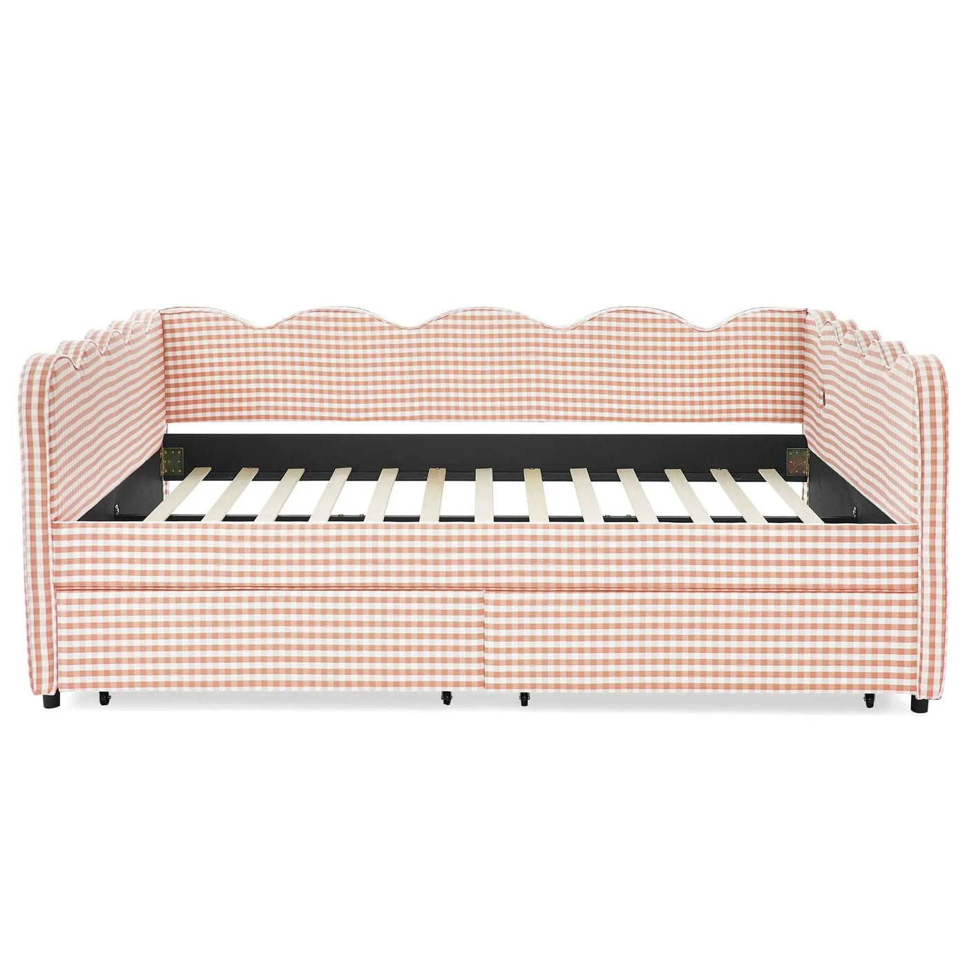Gingham Daybed With USB Charging Port, Wave-Shaped Design by HouseOfZazla
