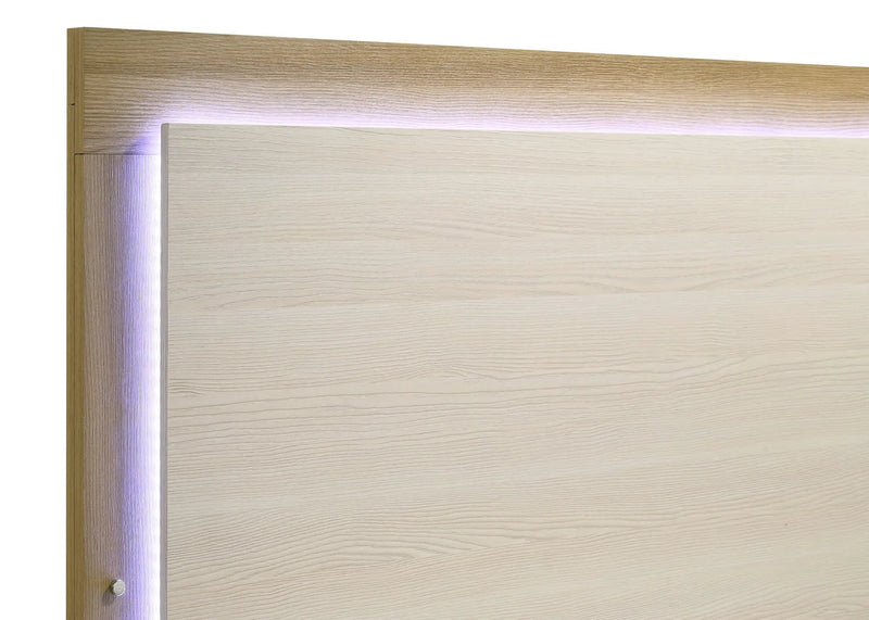 Hyland Wood Queen LED Panel Bed Natural and White by Unique Piece Furniture