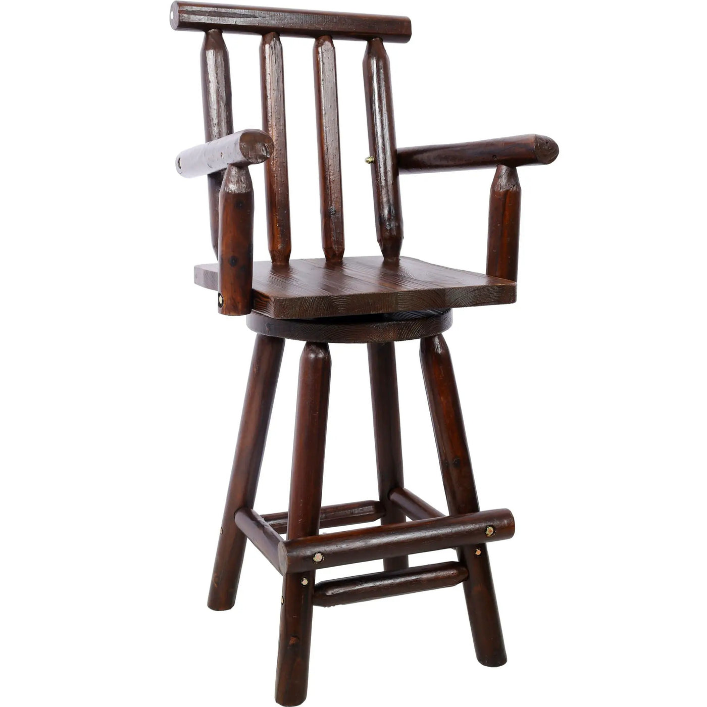 Rustic Bar Stool, Fir Wood Construction, Wide Armrest by HouseOfZazla