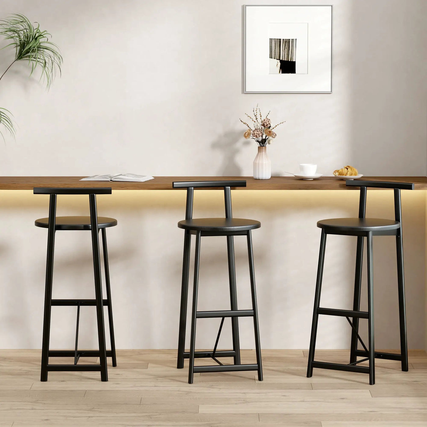 Modern Bar Stools With Backrest For Kitchen (Set of 3) by HouseOfZazla