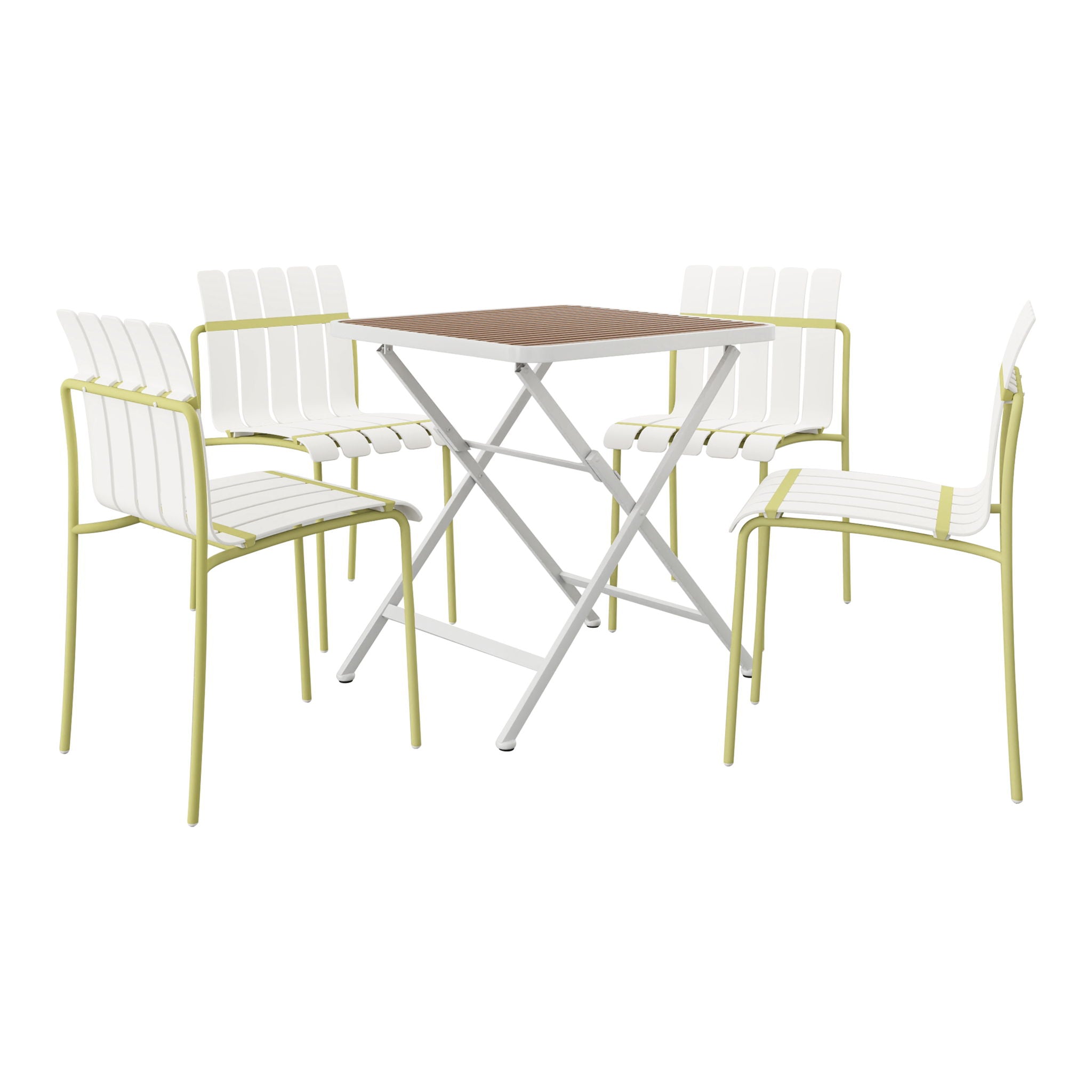 4 Piece Set Of Modern Color Block Designed Single Chairs With Folding Square Table by HouseOfZazla