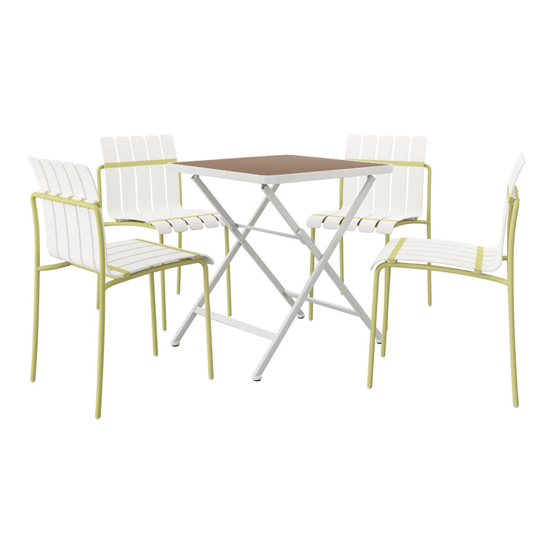 4 Piece Set Of Modern Color Block Designed Single Chairs With Folding Square Table by HouseOfZazla