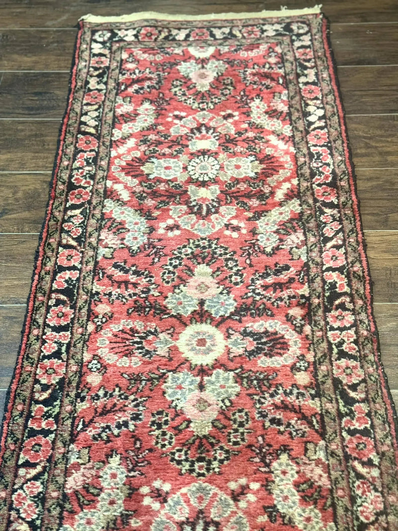 Persian Hamadan Runner Rug 2 x 13.6 – Red Floral Wool Hallway Carpet by Jewel Rugs