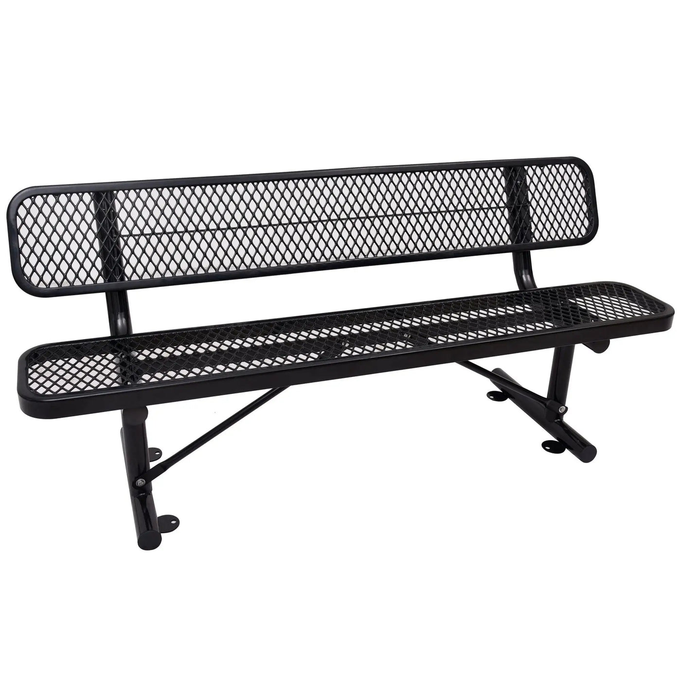 6' Outdoor Steel Bench With Backrest by HouseOfZazla