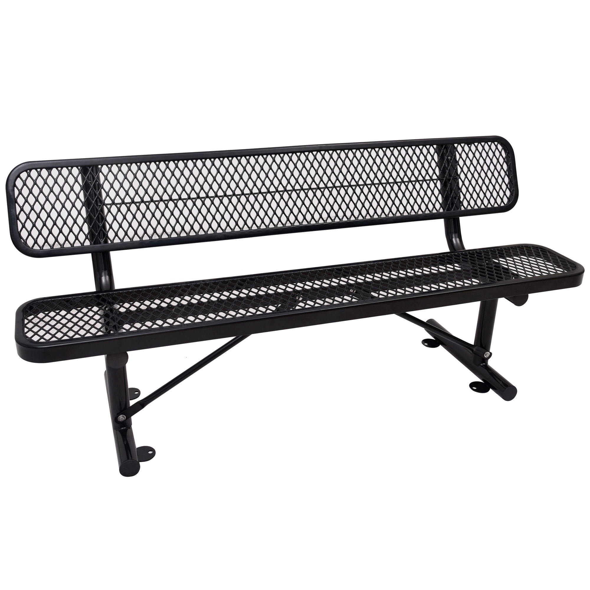 6' Outdoor Steel Bench With Backrest by HouseOfZazla