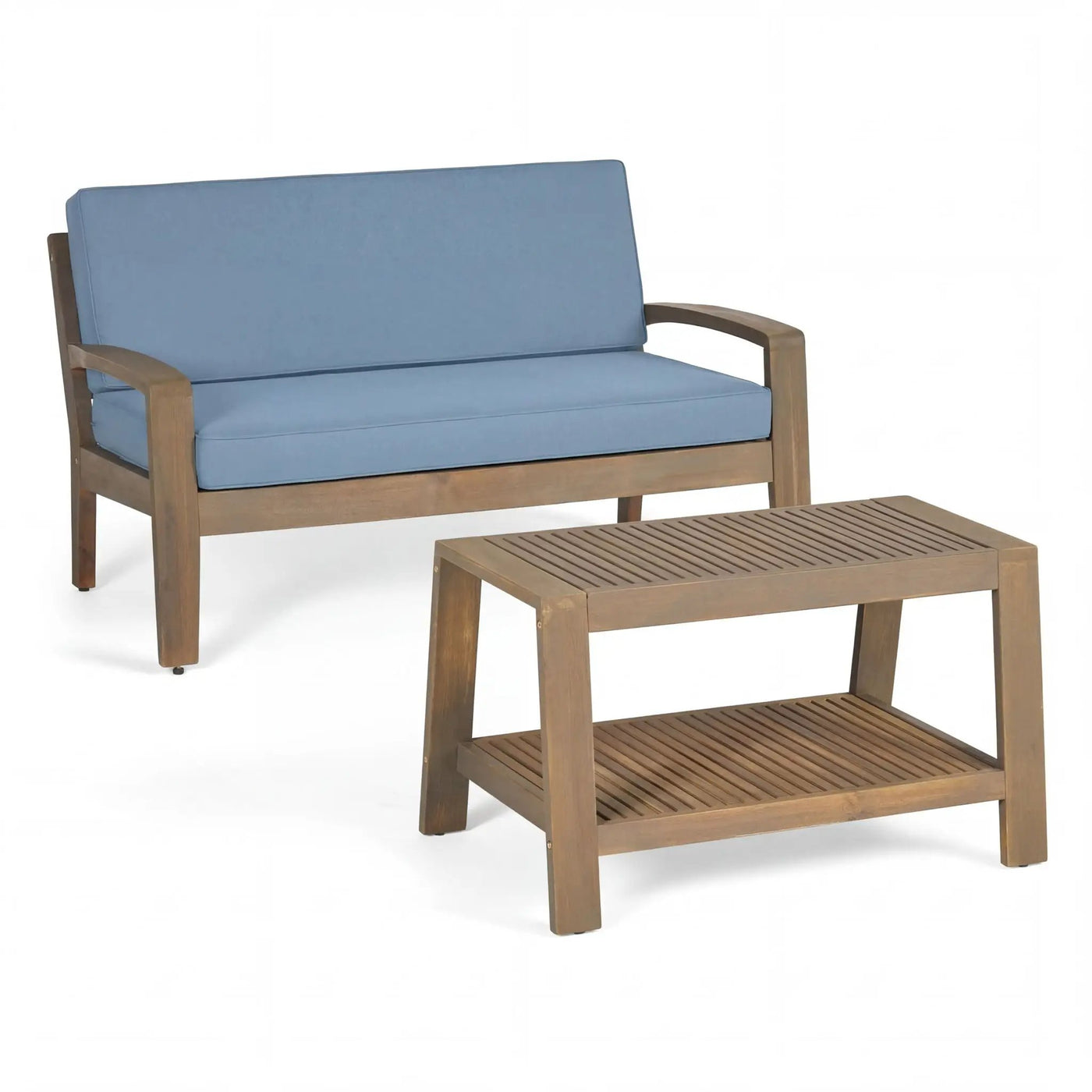 2 Piece Outdoor Conversation Set – Loveseat & Coffee Table with Water-Resistant Cushions by HouseOfZazla