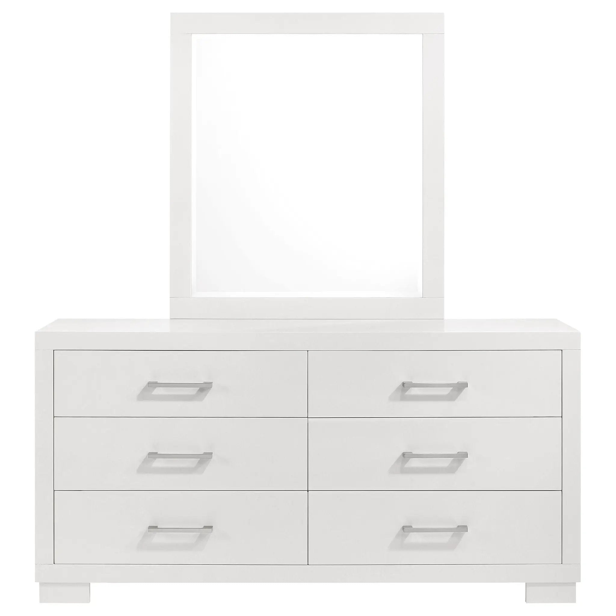 Jessica 6-drawer Dresser with Mirror Snow White by Unique Piece Furniture