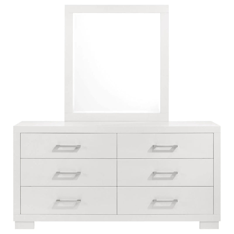 Jessica 6-drawer Dresser with Mirror Snow White by Unique Piece Furniture