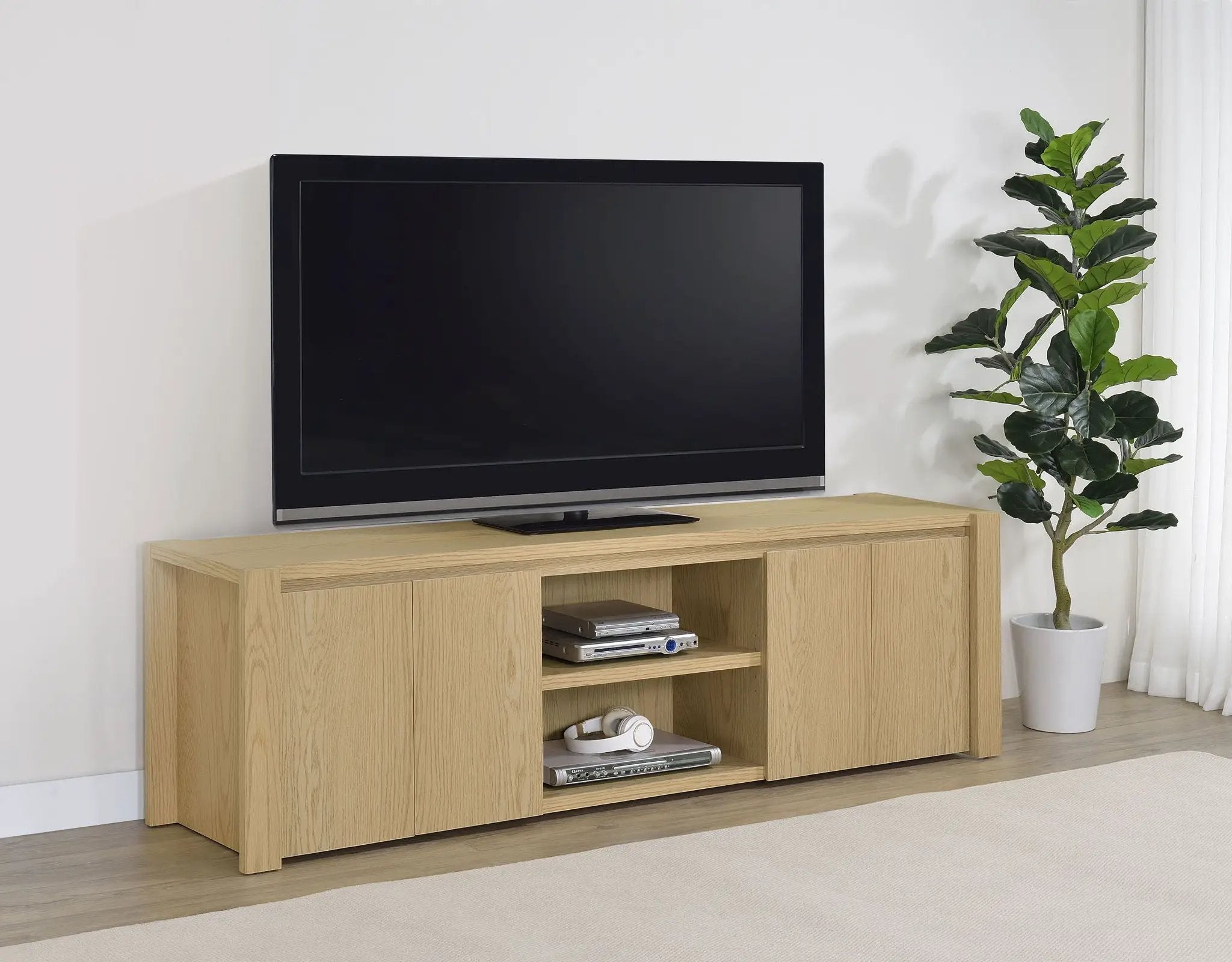 Laurelton 78-inch 4-door TV Stand Media Console Light Oak by Unique Piece Furniture
